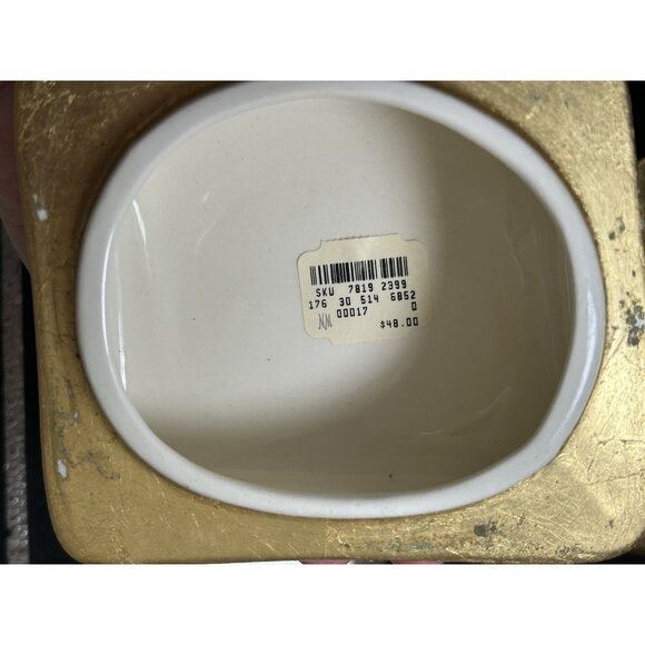 Luxe Gold Leaf Antiqued Bathroom Vanity Decor Lidded Canister Set Neiman Marcus - Picture 16 of 16